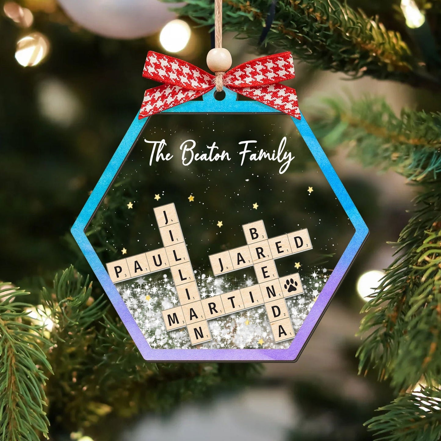 Personalized Family Crossword Shaker 4D Ornament, Family Name Christmas Ornament CF593 - Kindlytoys