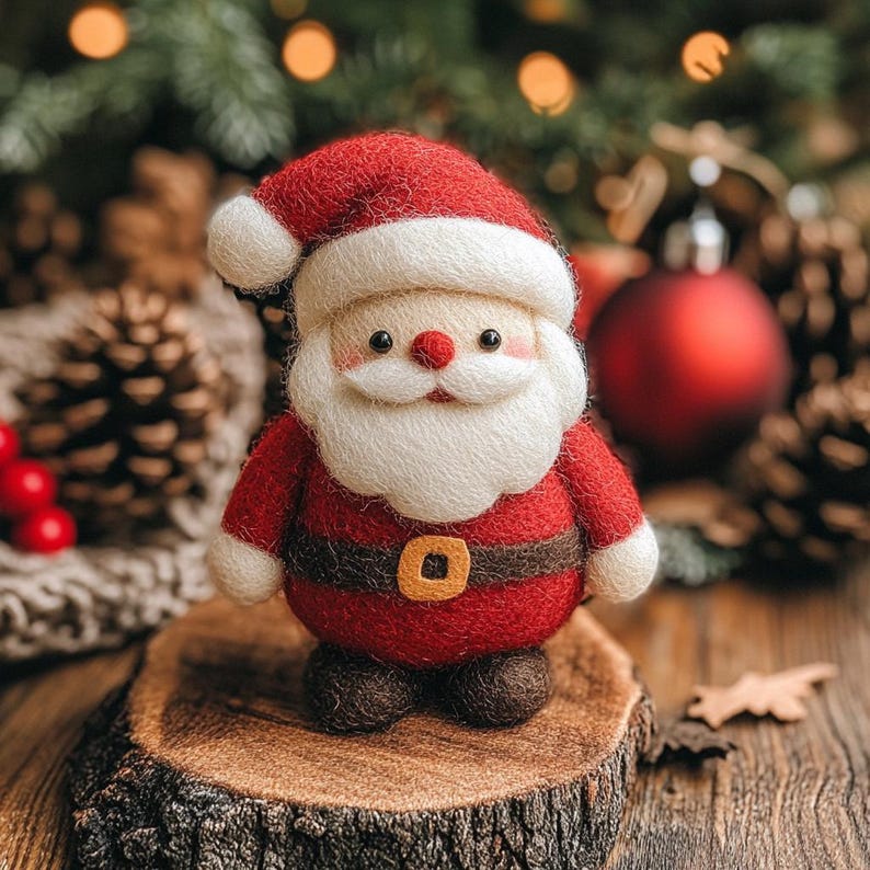 Handmade Wool Felt Santa Claus, Christmas Desk Decor, First Xmas Gift for Kids