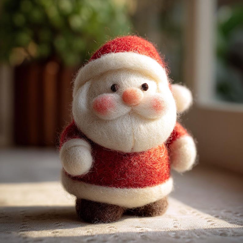 Handmade Wool Felt Santa Claus, Christmas Desk Decor, First Xmas Gift for Kids