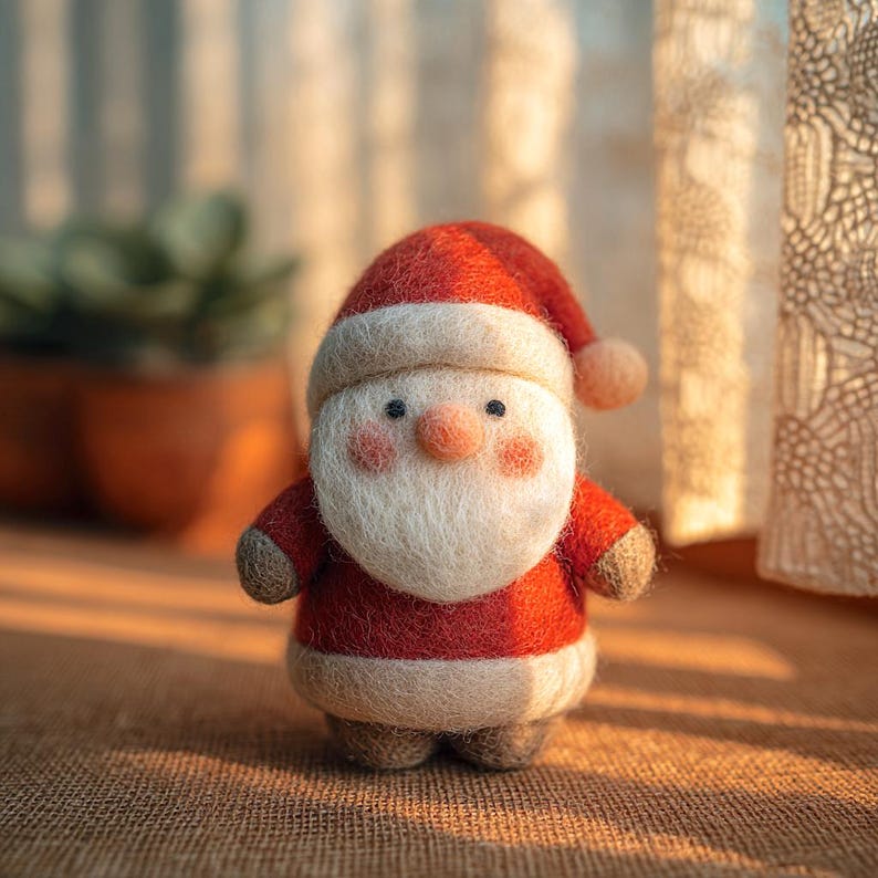 Handmade Wool Felt Santa Claus, Christmas Desk Decor, First Xmas Gift for Kids