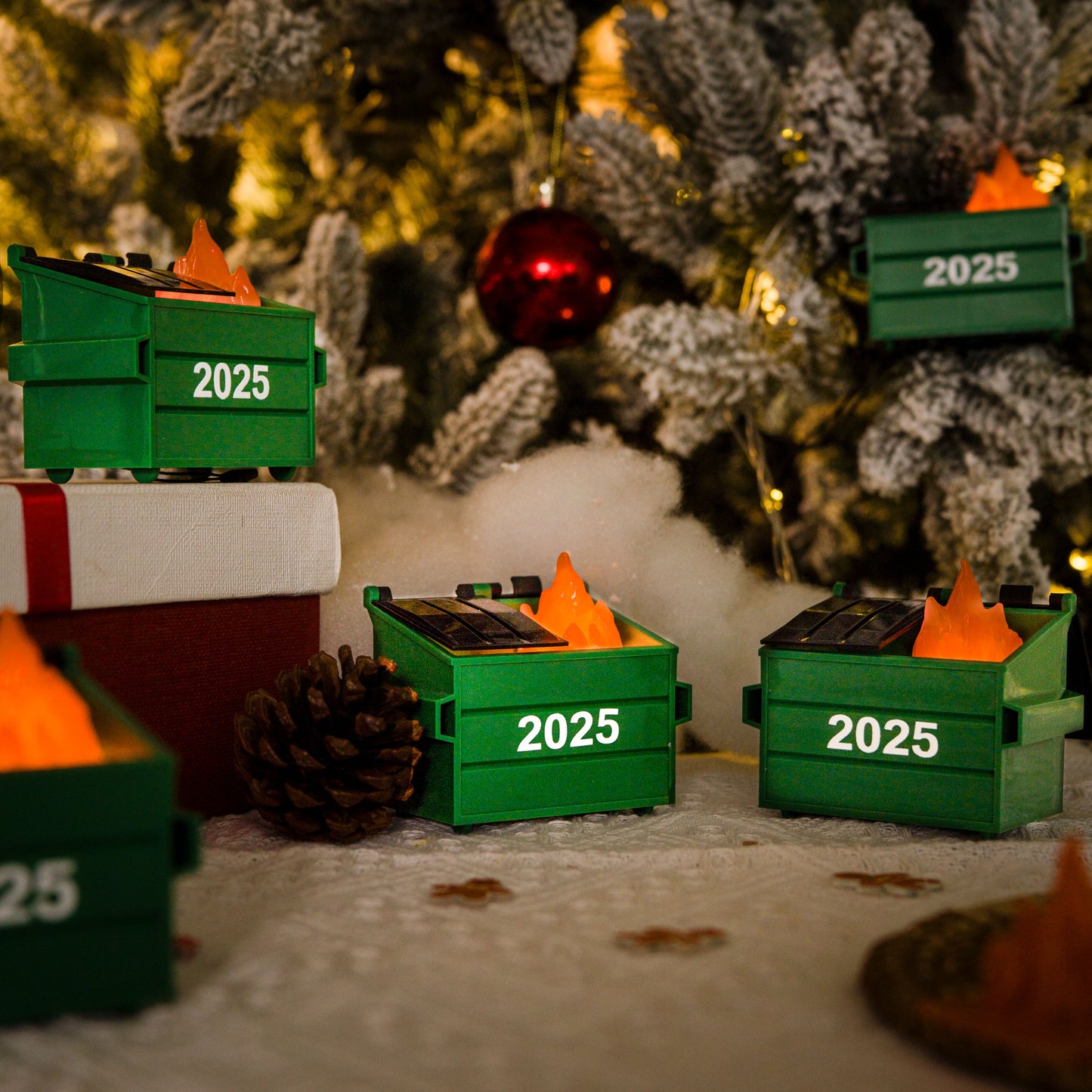 2025 Dumpster Fire Ornament LED Flickering