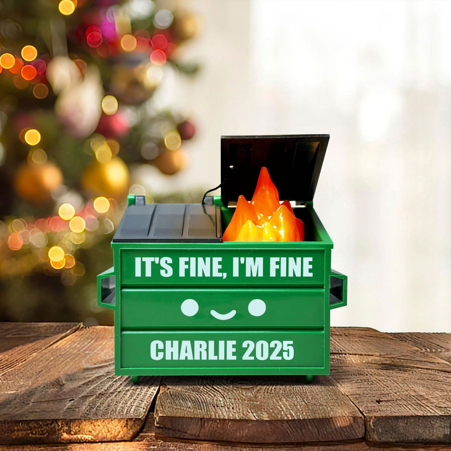 2025 Dumpster Fire Ornament LED Flickering