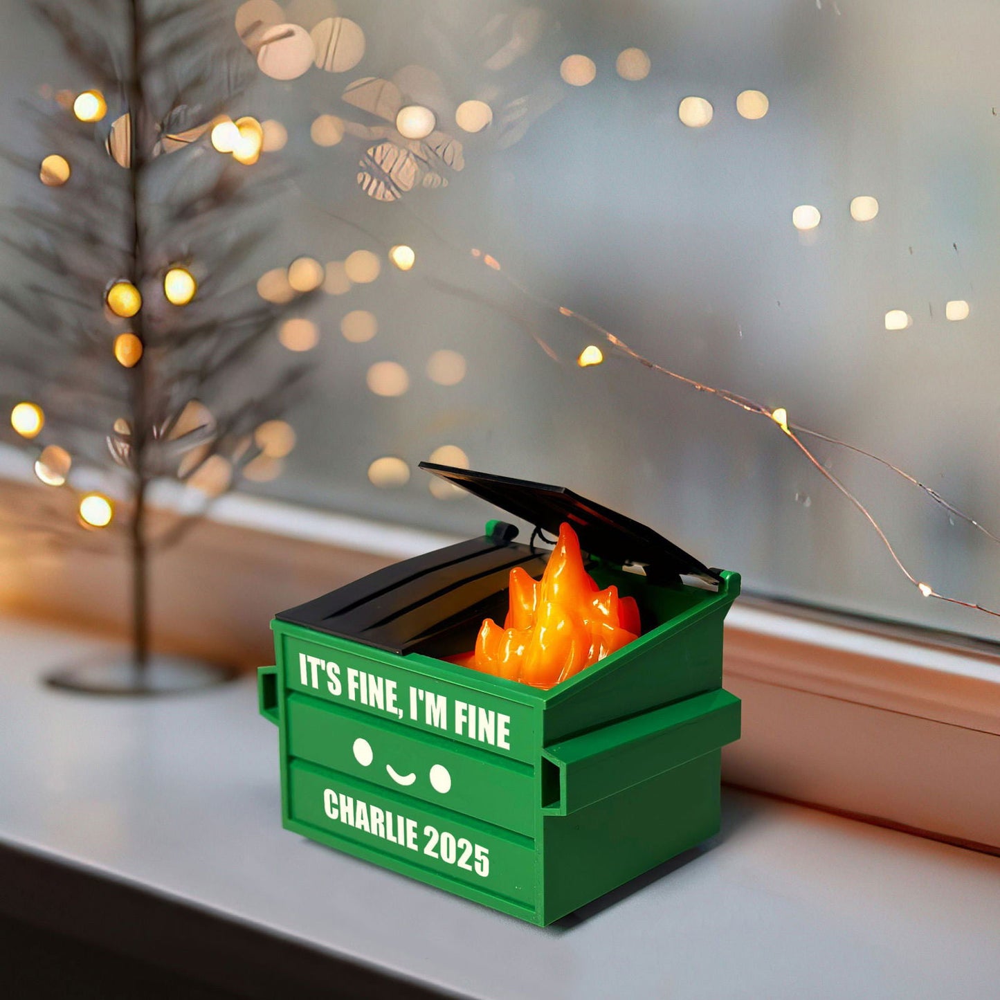 2025 Dumpster Fire Ornament LED Flickering