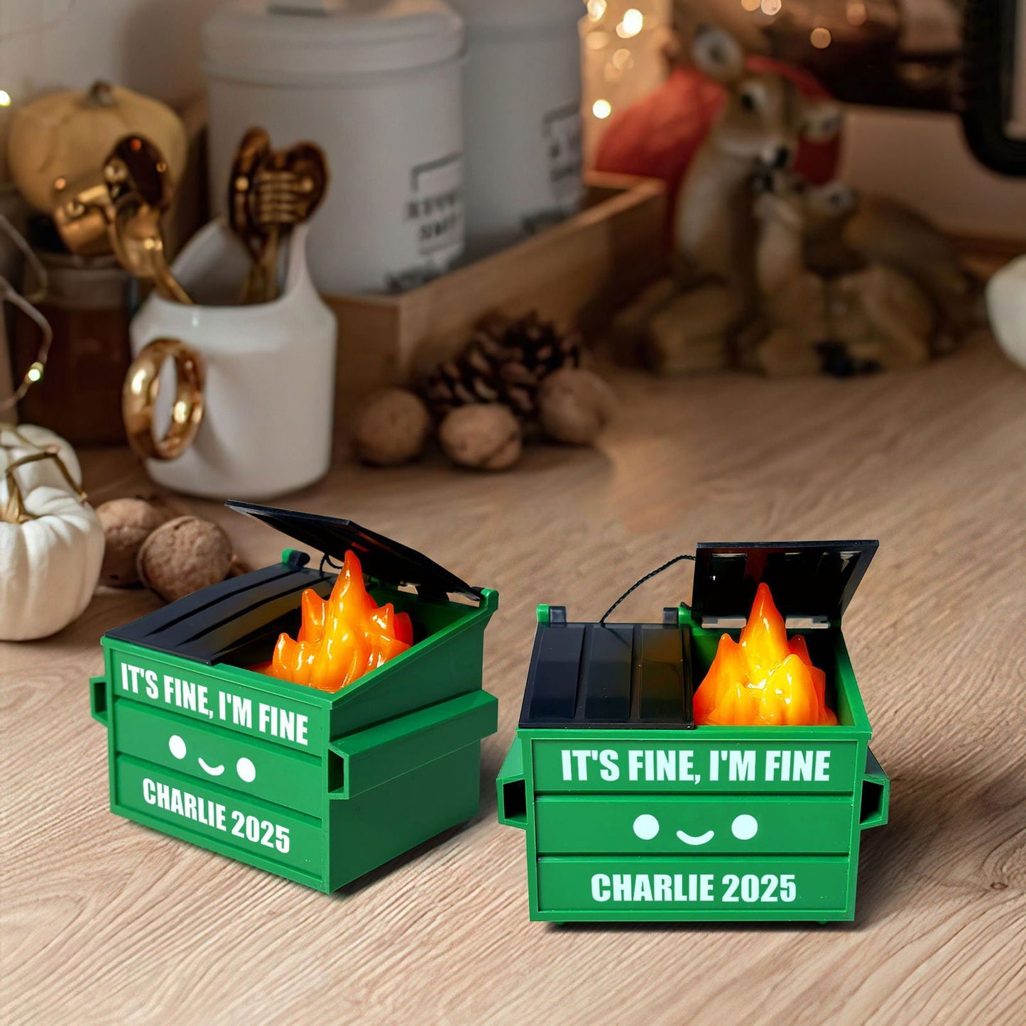 2025 Dumpster Fire Ornament LED Flickering