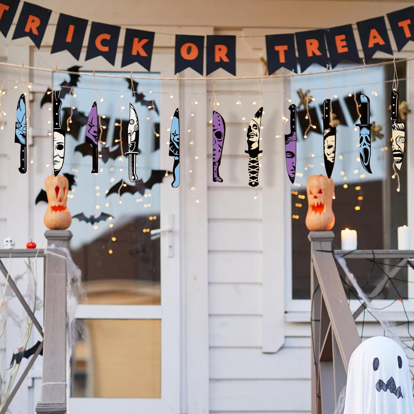 12pcs Horror Movie Decor Knife Hanging Halloween Tree Decorations