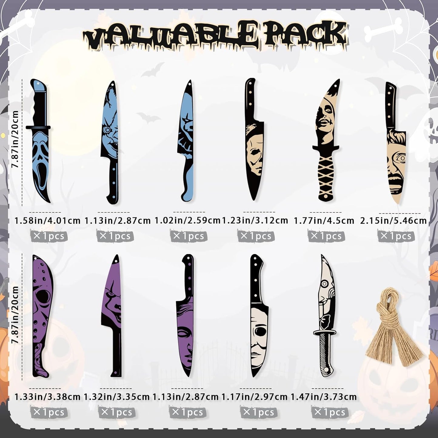 12pcs Horror Movie Decor Knife Hanging Halloween Tree Decorations