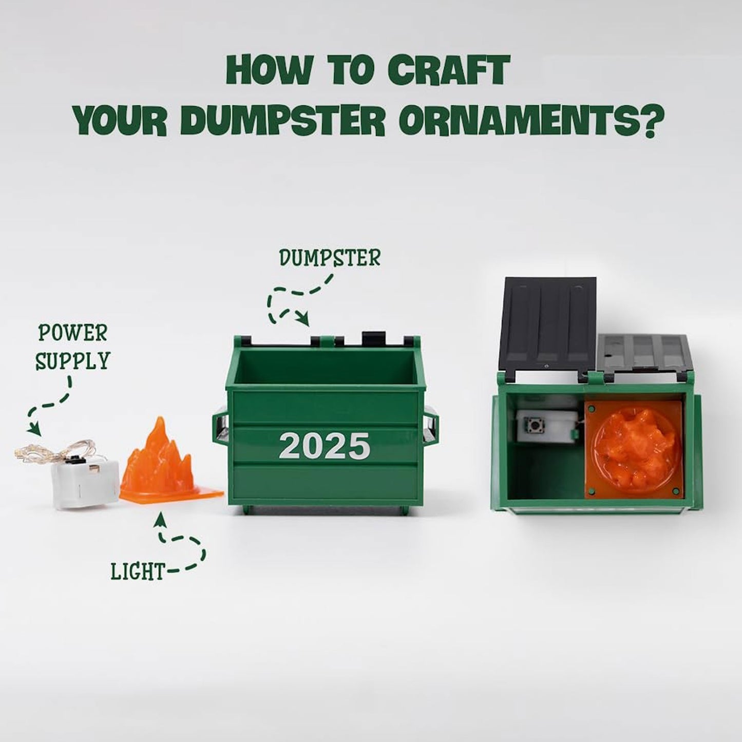 2025 Dumpster Fire Ornament LED Flickering