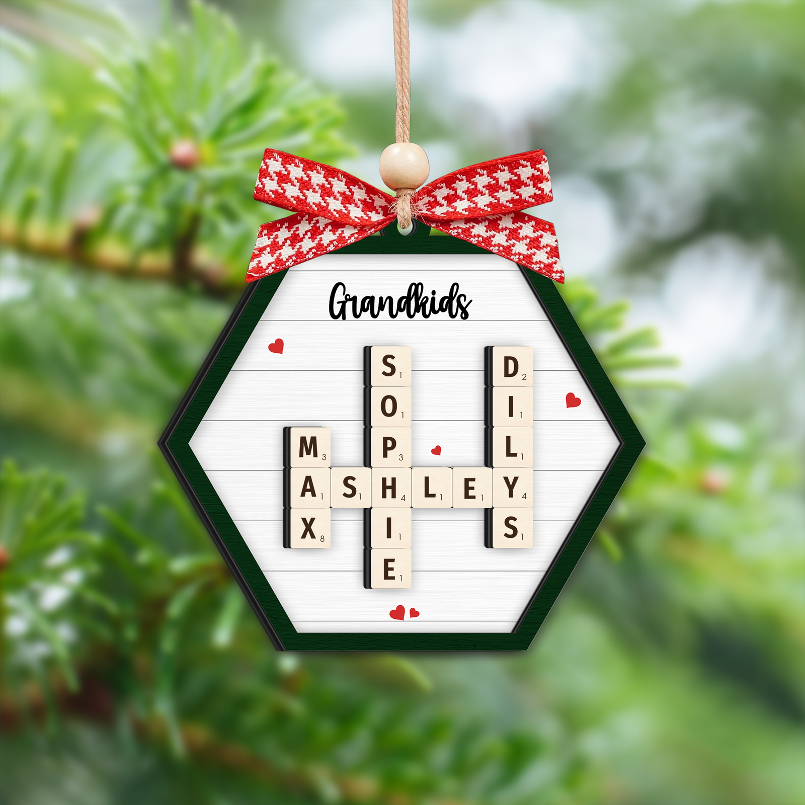Personalized Family Crossword Puzzle Art 2-Layer Wooden Ornament, Christmas Gift For Family CF328 - Kindlytoys