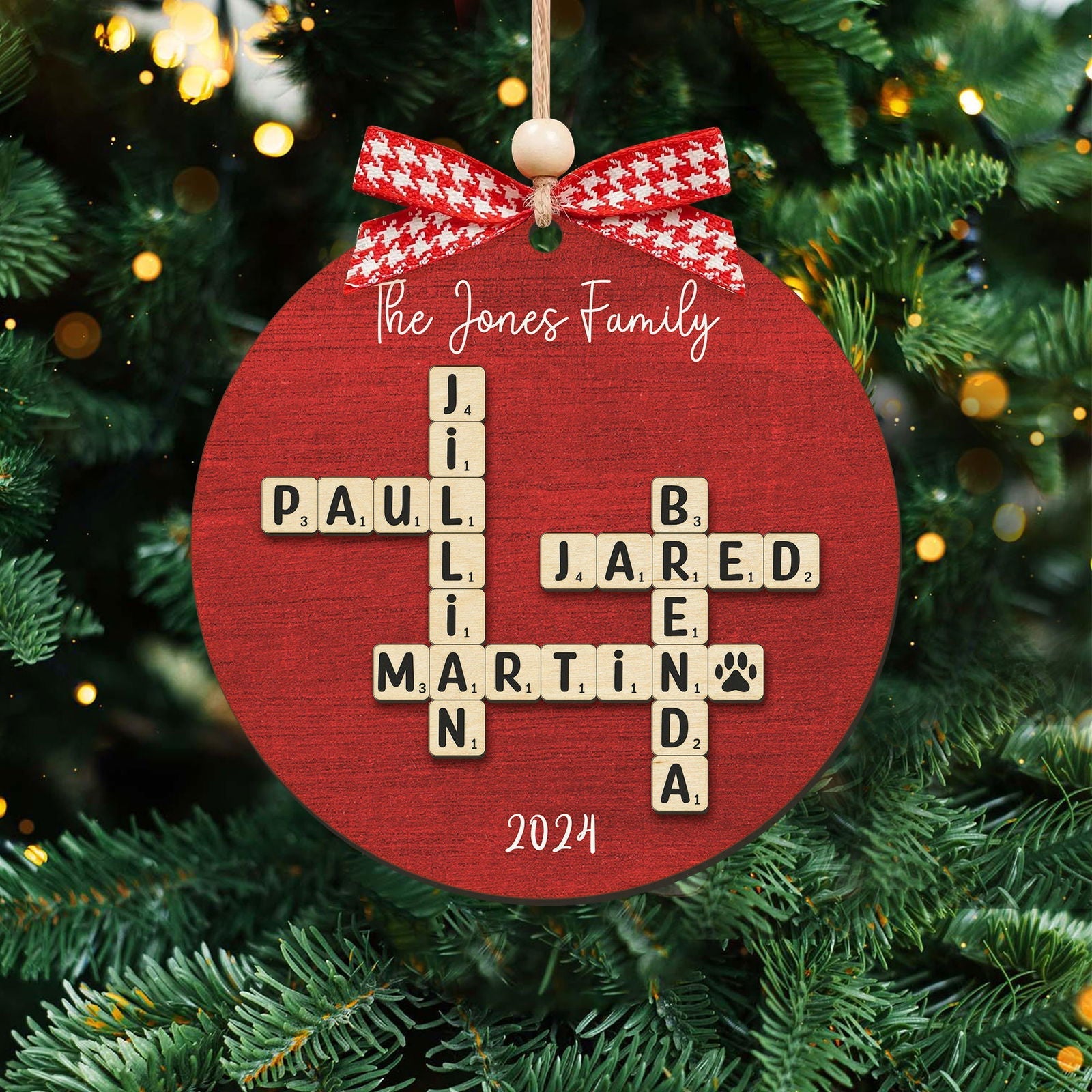 Personalized Family Crossword Puzzle Art 2 Layer Wooden Ornament, The Family Puzzle Crossword Ornament CF590 - Kindlytoys
