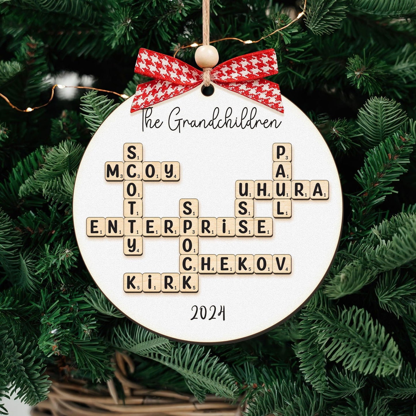 Personalized Family Crossword Puzzle Art 2 Layer Wooden Ornament, The Family Puzzle Crossword Ornament CF590 - Kindlytoys