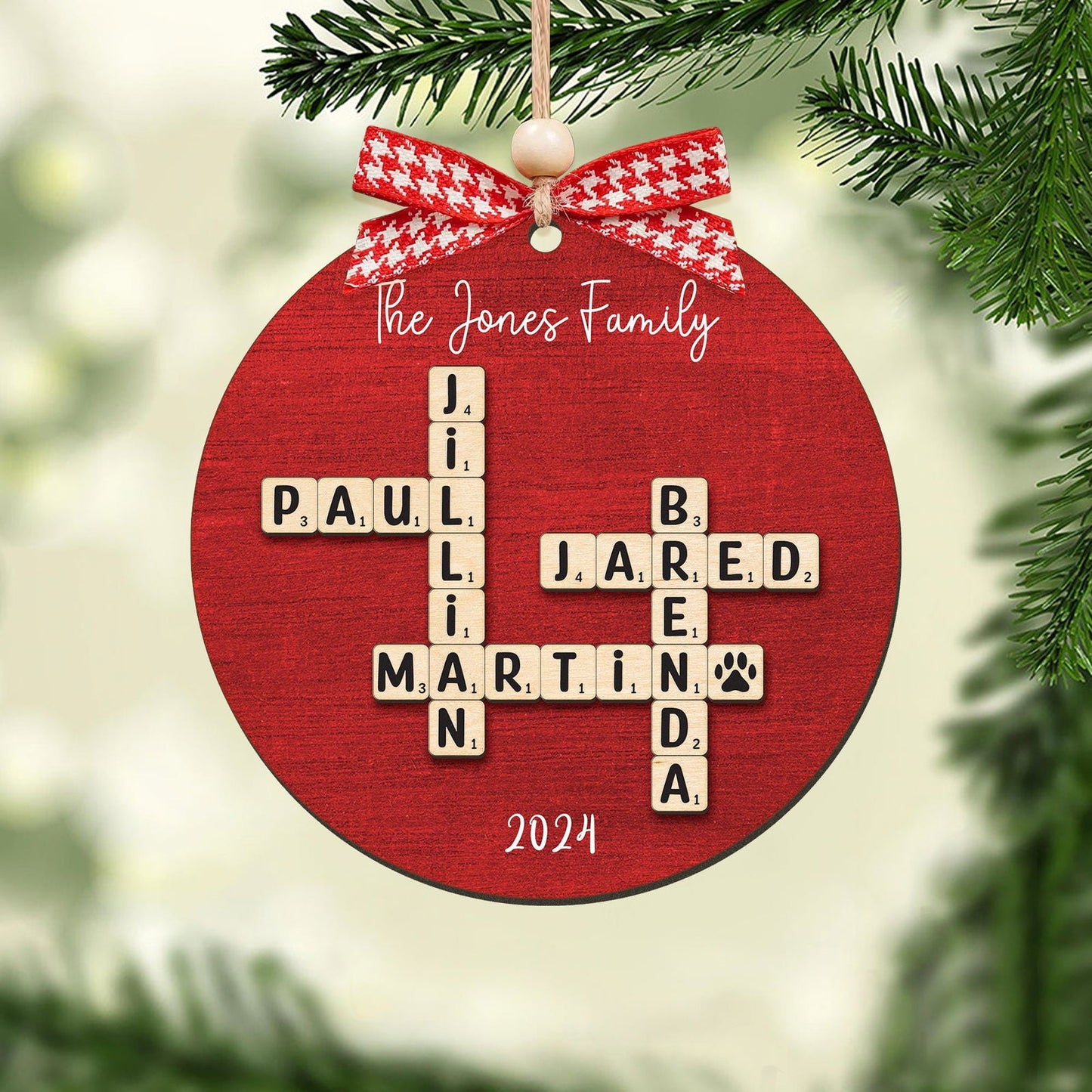 Personalized Family Crossword Puzzle Art 2 Layer Wooden Ornament, The Family Puzzle Crossword Ornament CF590 - Kindlytoys