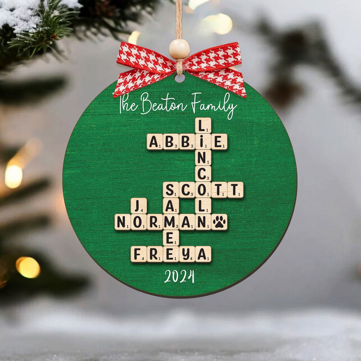 Personalized Family Crossword Puzzle Art 2 Layer Wooden Ornament, The Family Puzzle Crossword Ornament CF590 - Kindlytoys