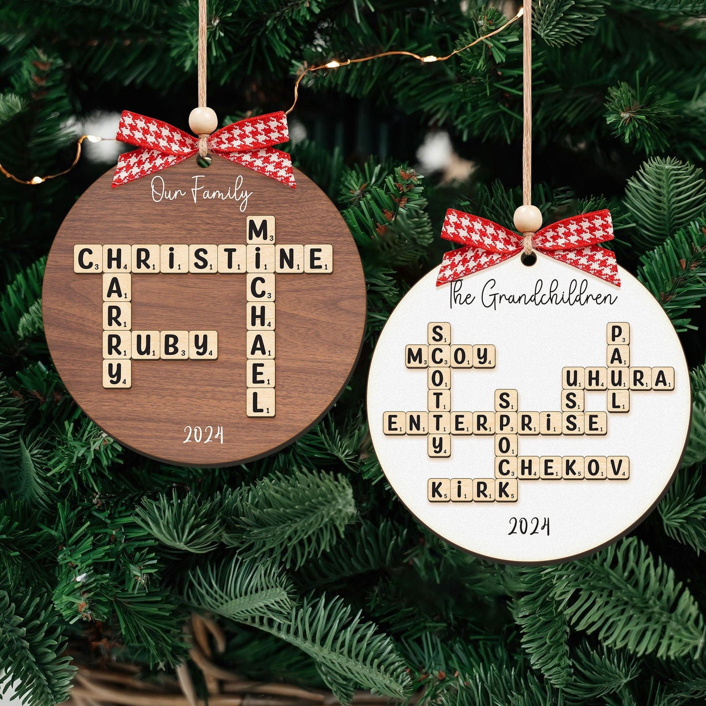 Personalized Family Crossword Puzzle Art 2 Layer Wooden Ornament, The Family Puzzle Crossword Ornament CF590 - Kindlytoys