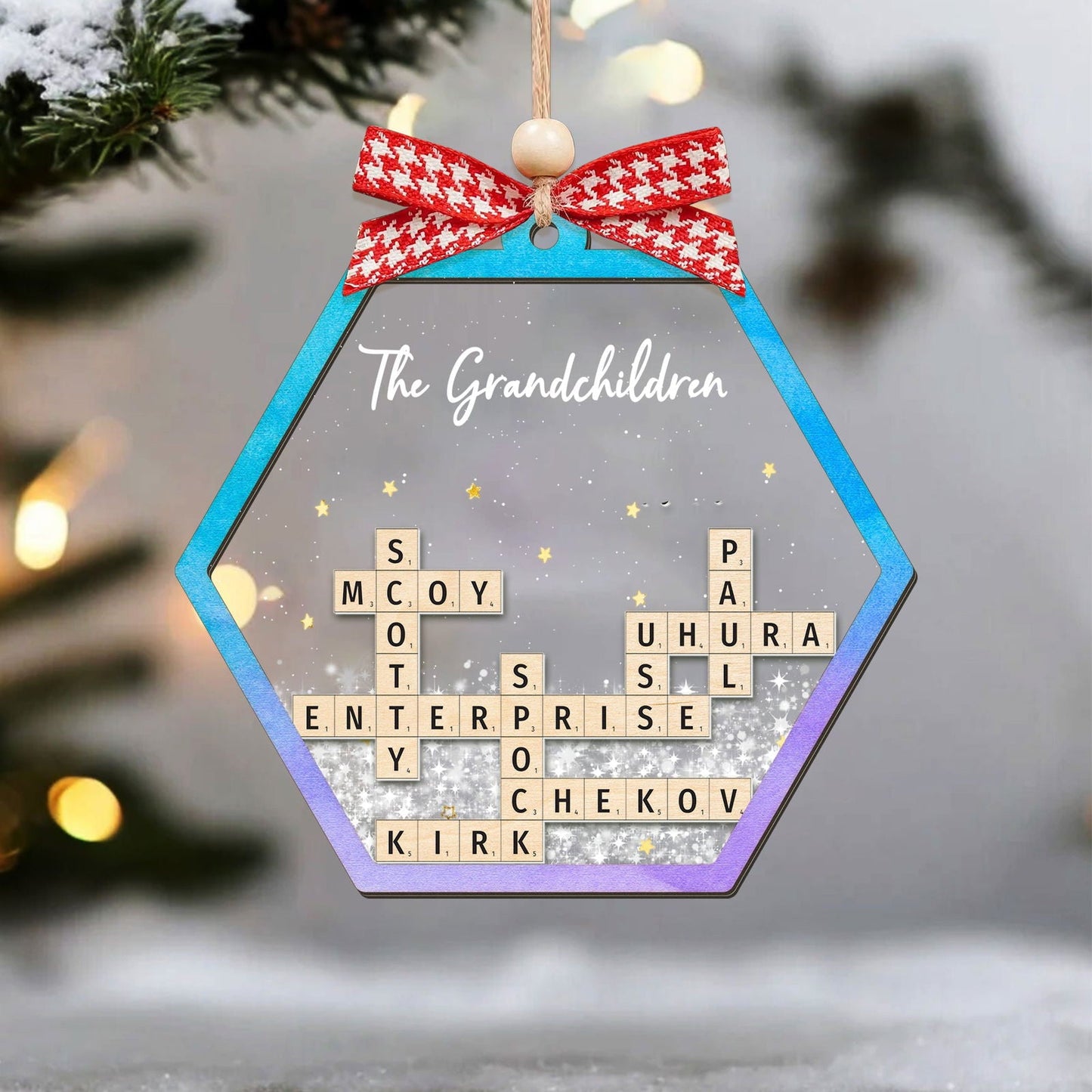 Personalized Family Crossword Shaker 4D Ornament, Family Name Christmas Ornament CF593 - Kindlytoys