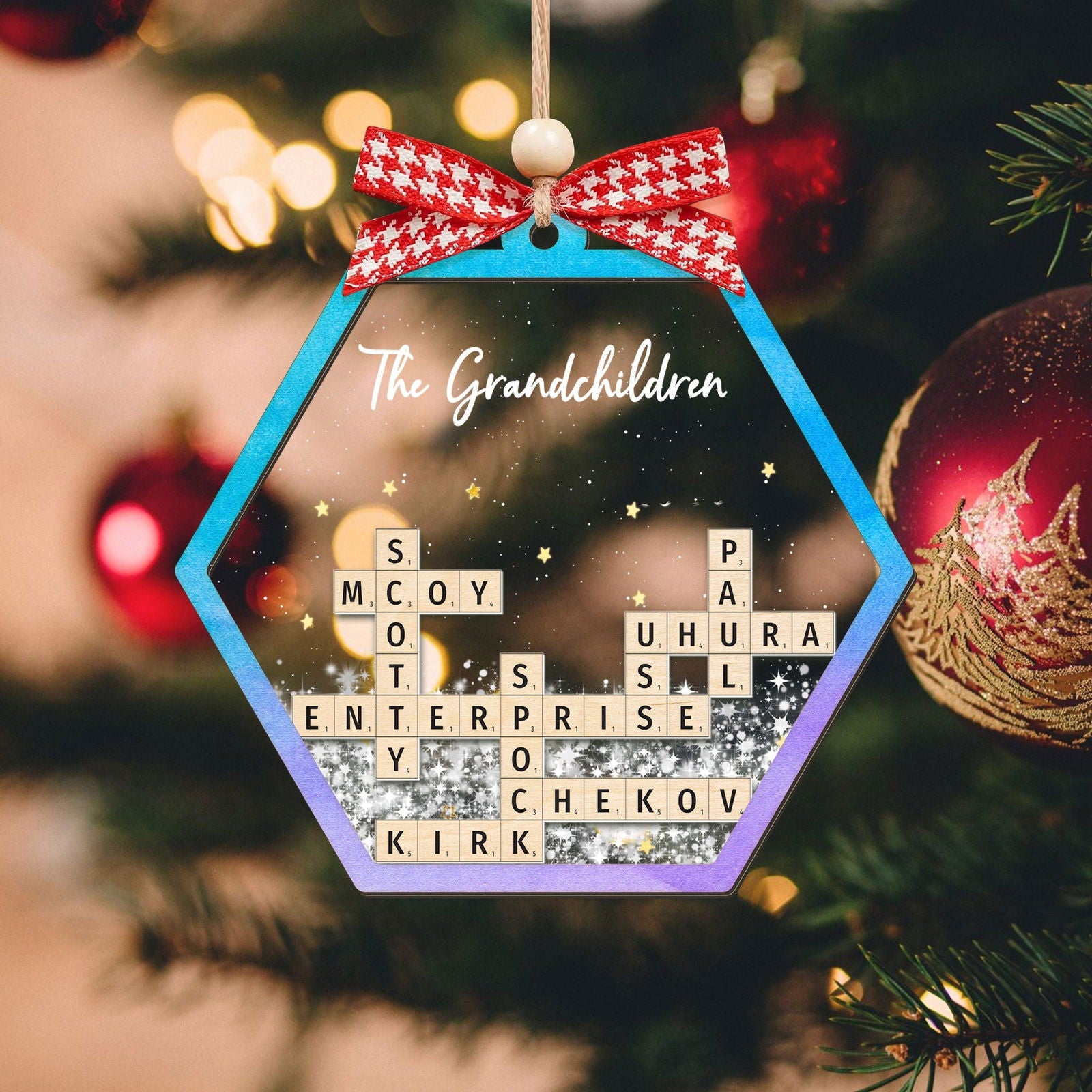 Personalized Family Crossword Shaker 4D Ornament, Family Name Christmas Ornament CF593 - Kindlytoys