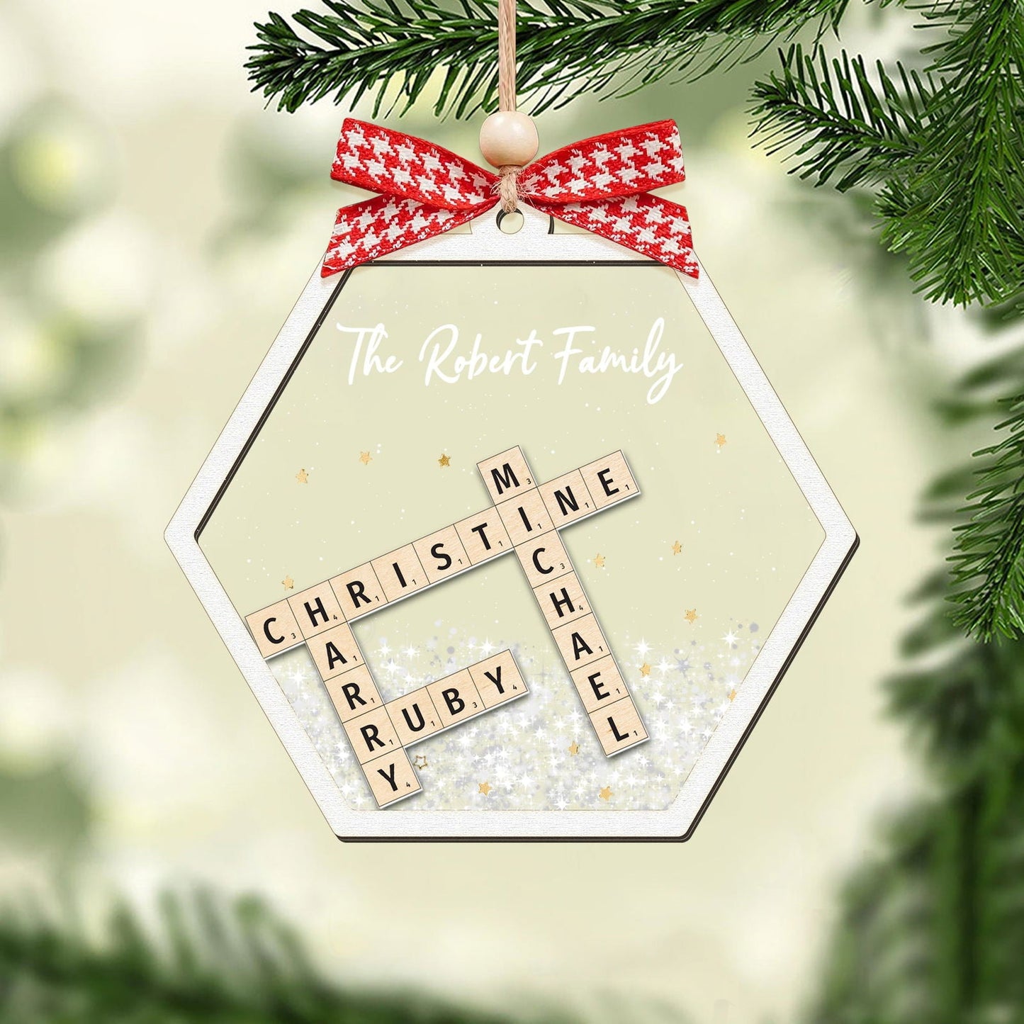 Personalized Family Crossword Shaker 4D Ornament, Family Name Christmas Ornament CF593 - Kindlytoys