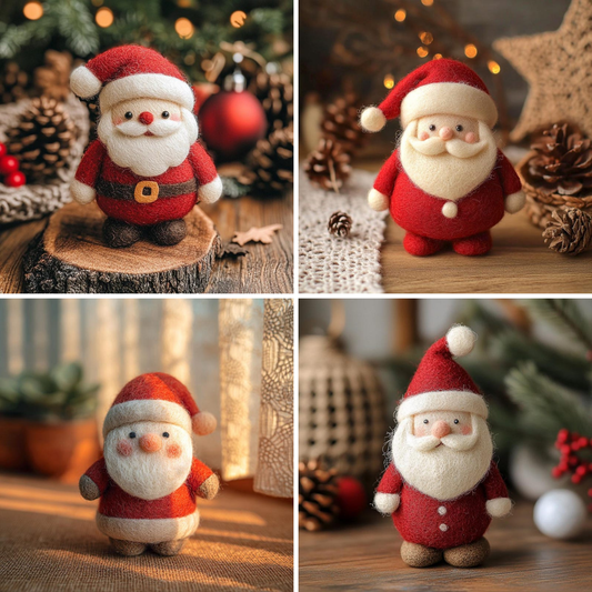 Handmade Wool Felt Santa Claus, Christmas Desk Decor, First Xmas Gift for Kids
