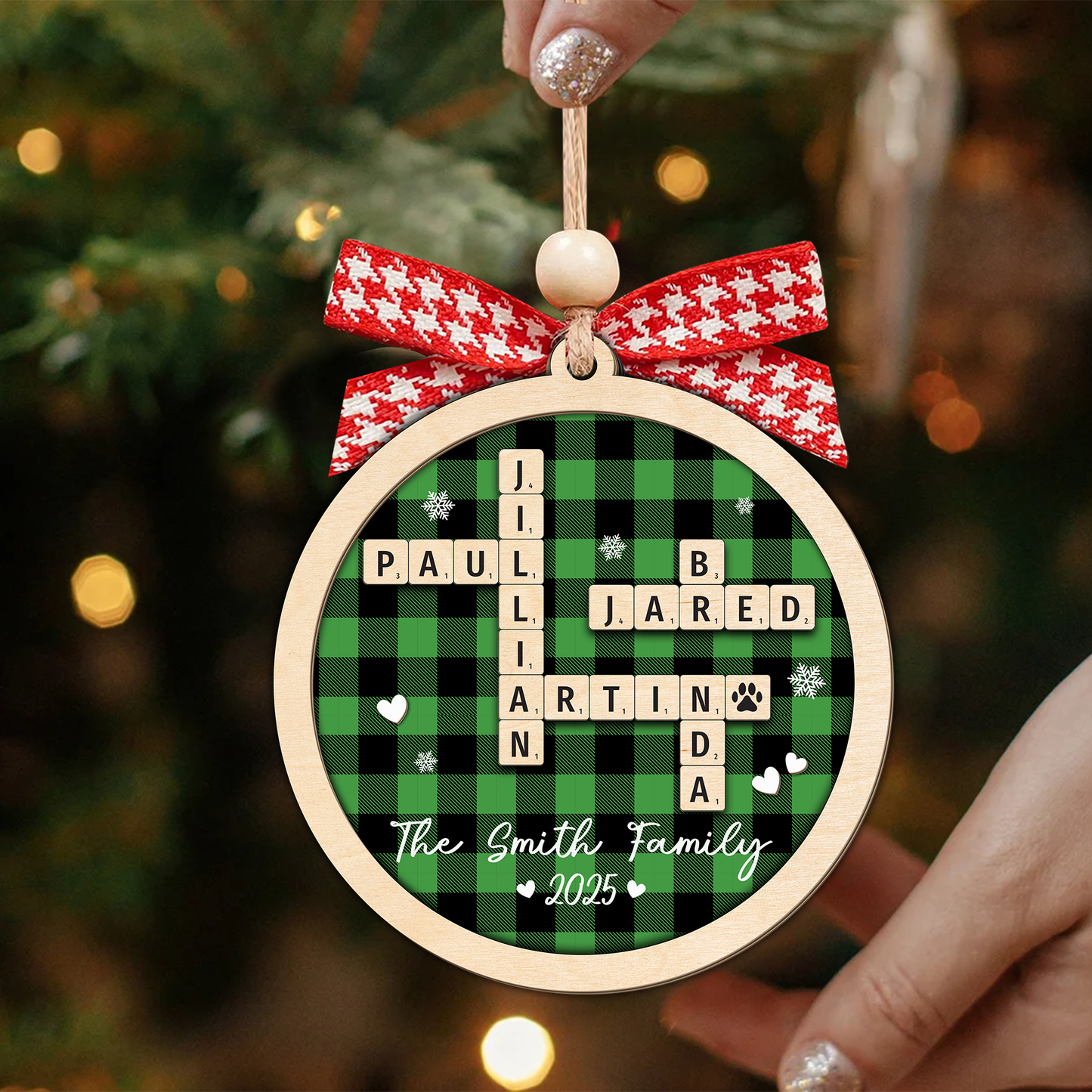 Personalized Family Crossword Puzzle Art Ornament, Custom Christmas Ornaments 2025, Family Wooden Ornament, Family Keepsake Christmas Gifts